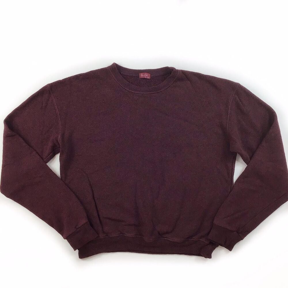 J Galt Brandy Melville sweatshirt crew Wine Burgundy One Size Soft distressed OS